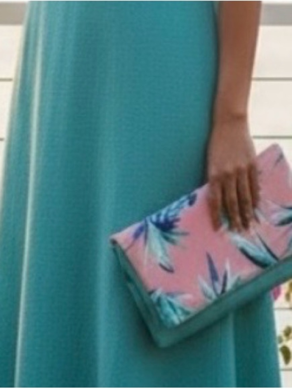Rachel Pally Mint & Pink Palm Print Foldover Clutch | Coastal Resort Style